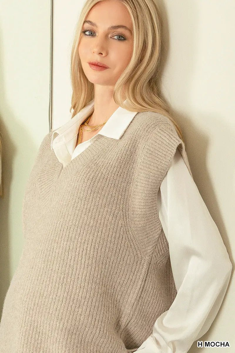 Zenana Zenana V-Neck Sweater Vest - Sweaters Zenana V-Neck Sweater Vest