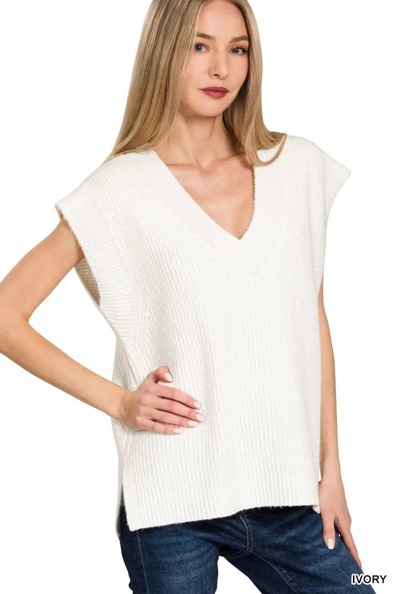 Zenana Zenana V-Neck Sweater Vest - Sweaters Zenana V-Neck Sweater Vest