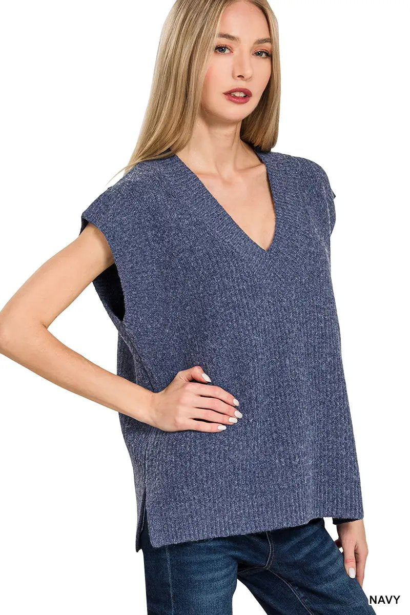 Zenana Zenana V-Neck Sweater Vest - Sweaters Zenana V-Neck Sweater Vest