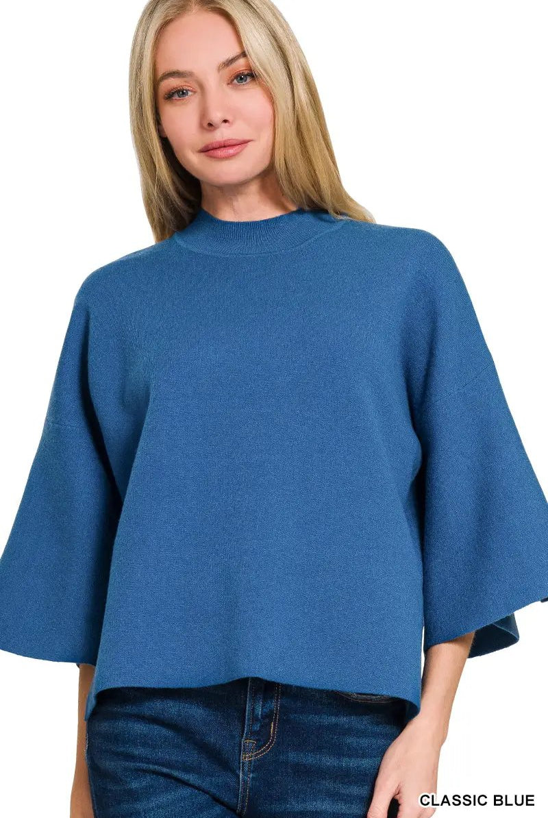 Zenana Viscose Bell Sleeve Sweater - Sweaters Viscose Bell Sleeve Sweater