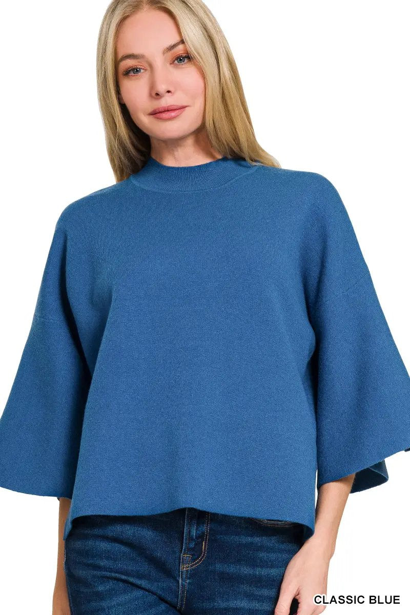 Zenana Viscose Bell Sleeve Sweater - Sweaters Viscose Bell Sleeve Sweater