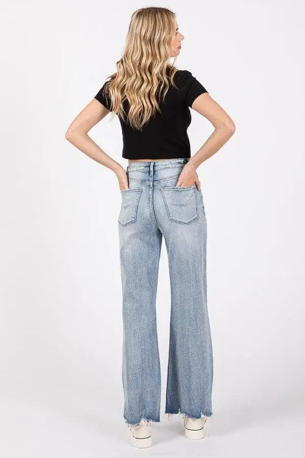 Petra 153 Petra153 Distressed High Rise Comfort Vintage Flare Jeans - Jeans