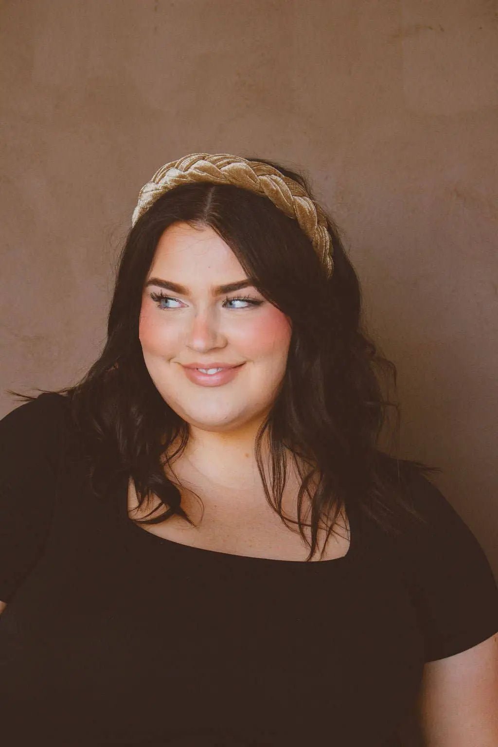 Shop ANDi Mocha Velvet Braided Hard Headband - Headbands