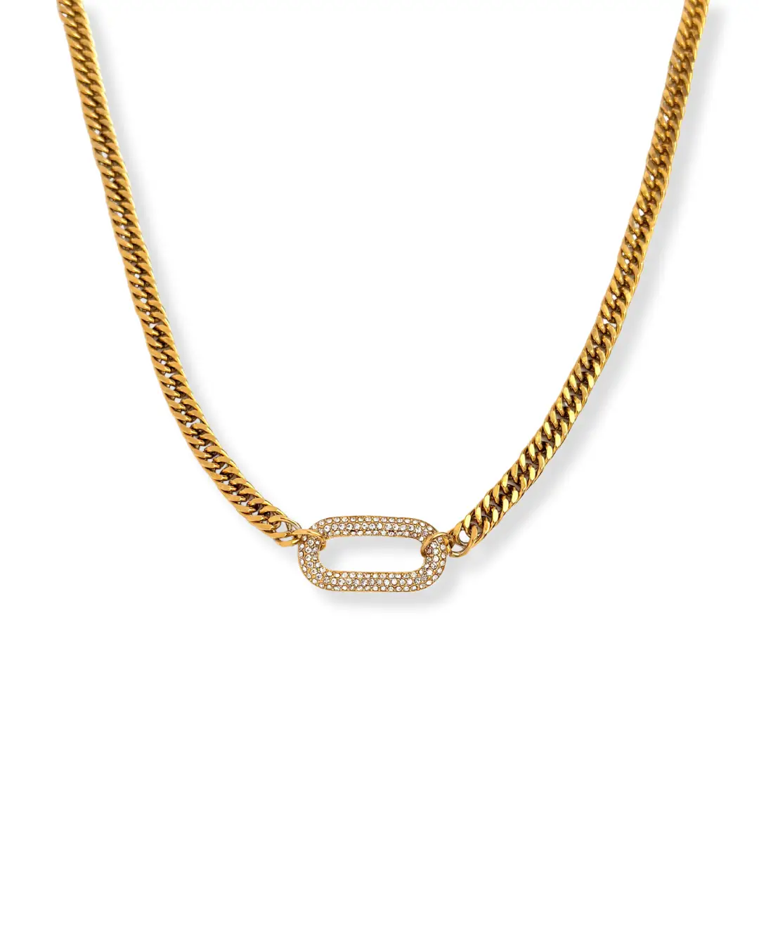 Savvy Bling The Pave Golden Link Luxe Necklace (Water Resistant) - Necklaces