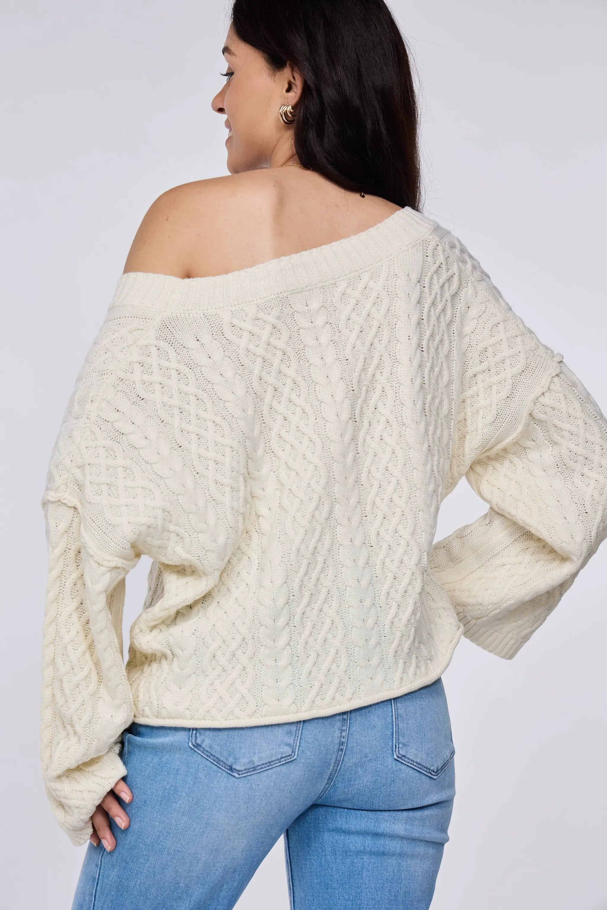 Lovesoft Lovesoft - 100% Acrylic Relaxed Cozy Cable Knit Cardigan - Apricot - Cardigans
