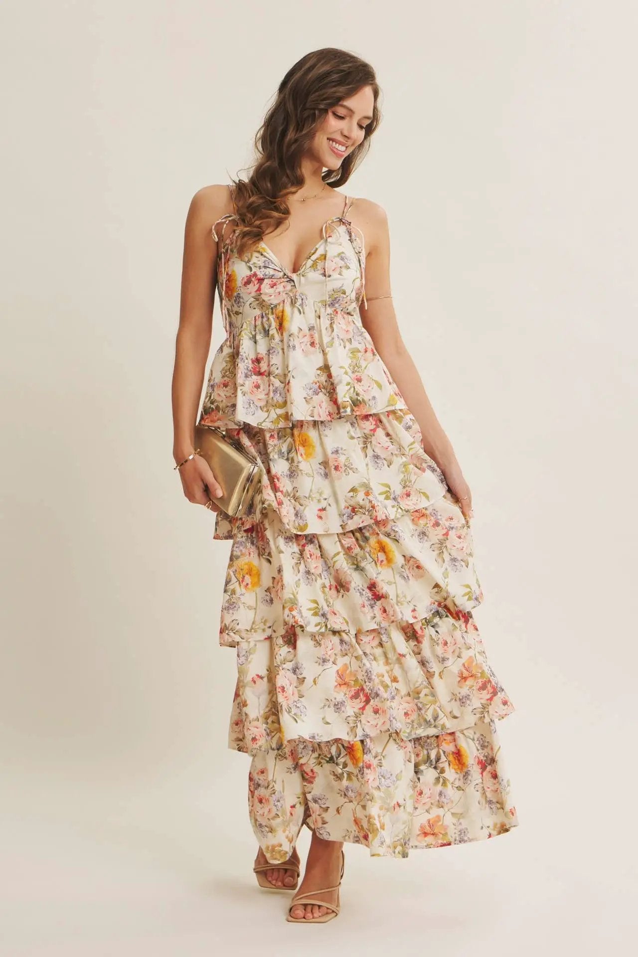 in february The Buttercream Garden Tiered Maxi Dress - Dresses