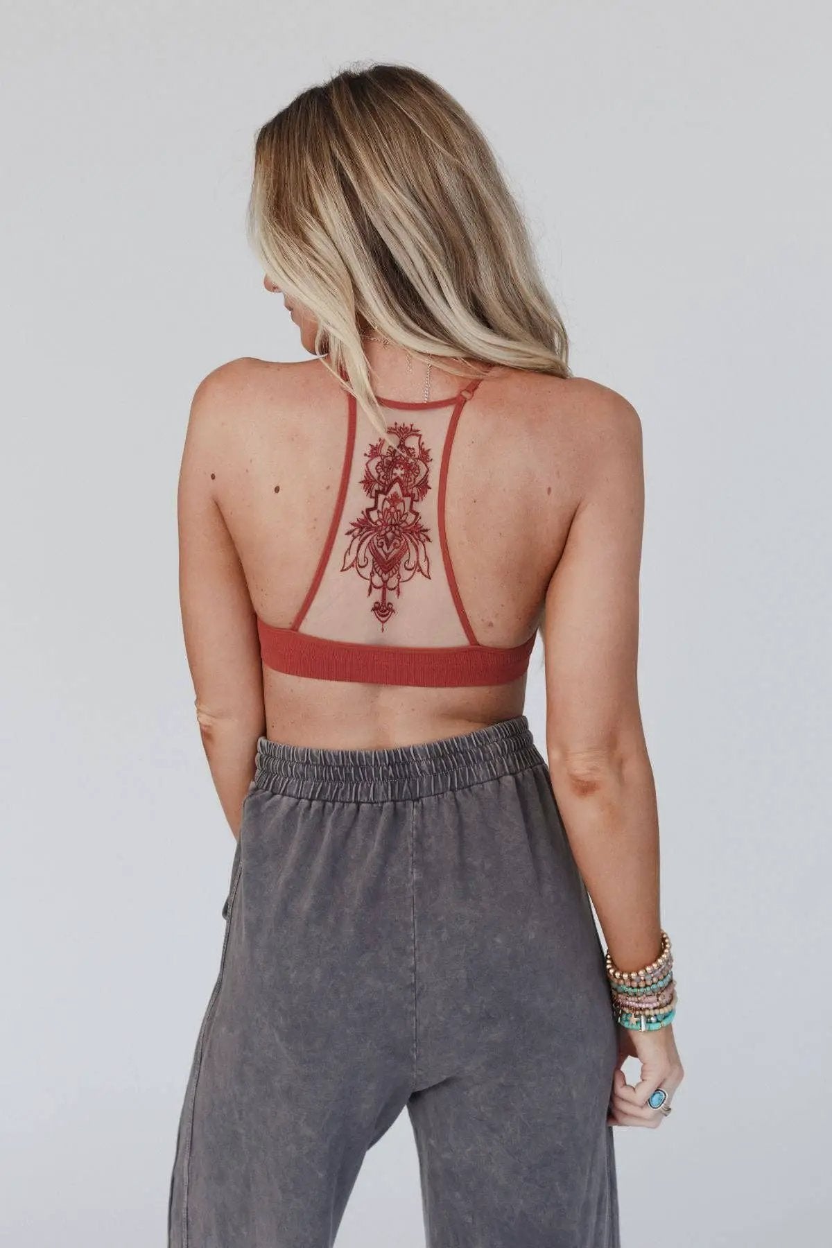 Three Bird Nest Three Bird Nest - Tattoo Bralette - Rust: Rust - Camisoles