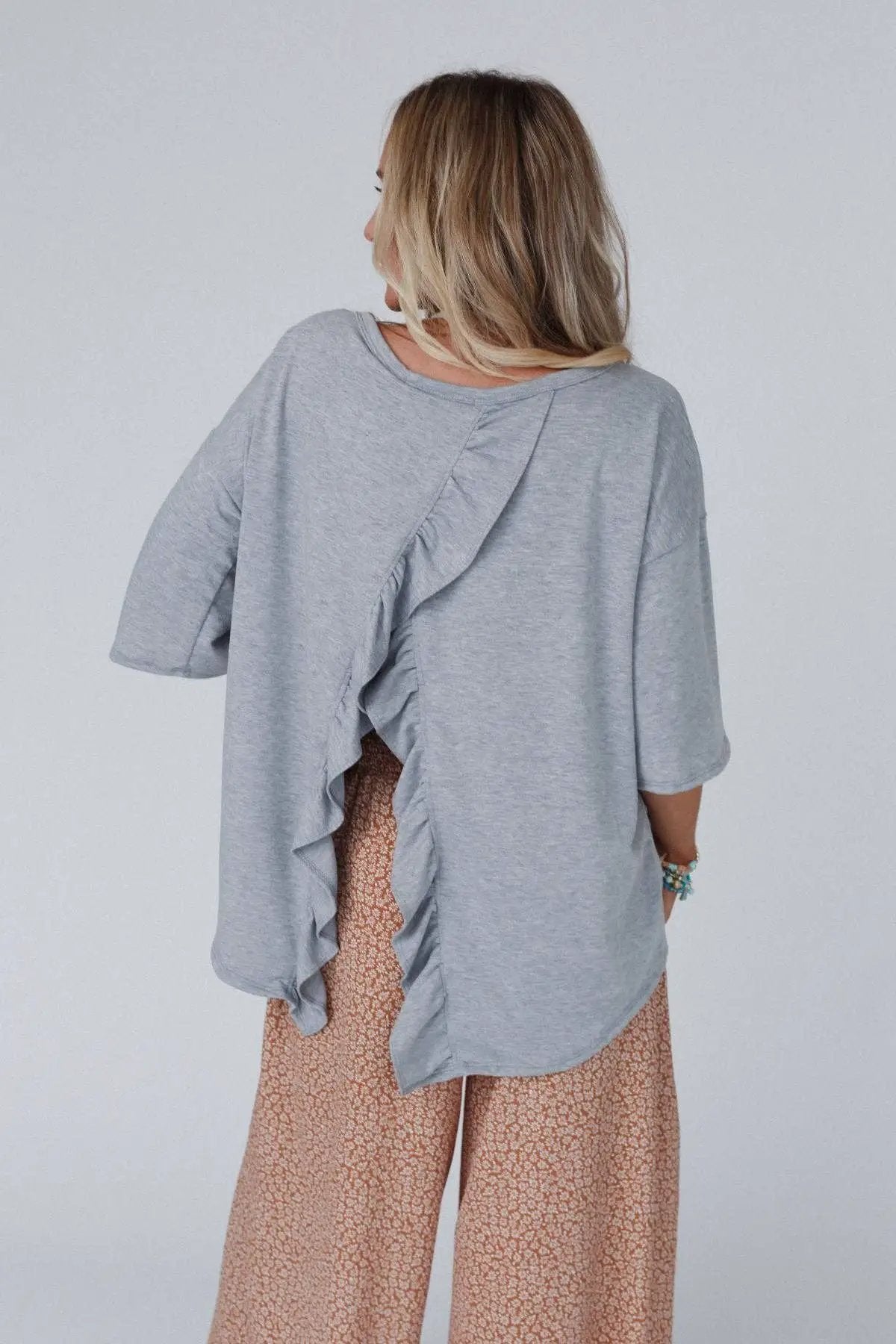 Three Bird Nest Three Bird Nest - Must Have High Low Tee - Heather Gray - Clothing Tops