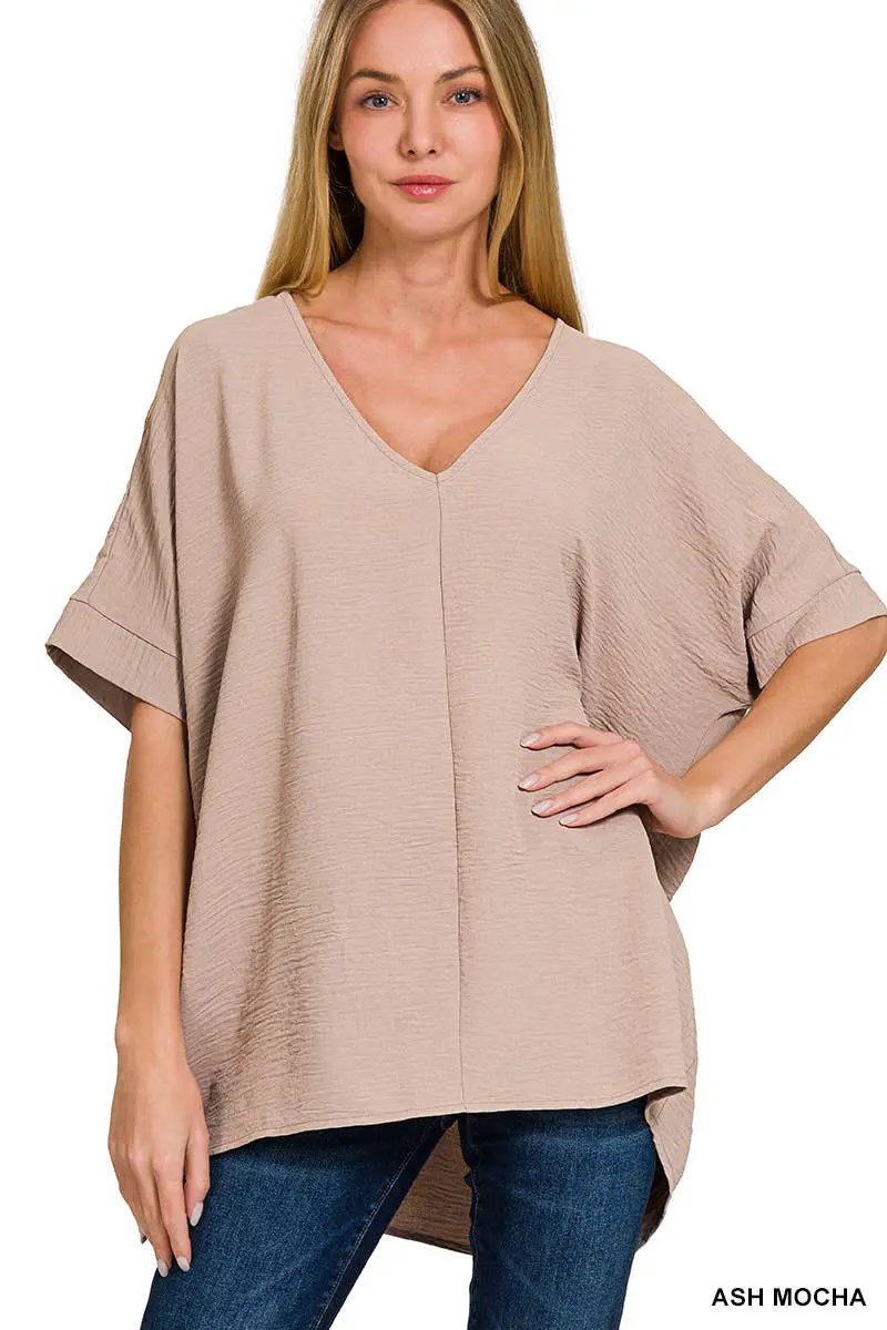 Zenana Zenana Airflow Dolman Short Sleeve Top - Clothing Tops airflow dolman sleeve short sleeve top
