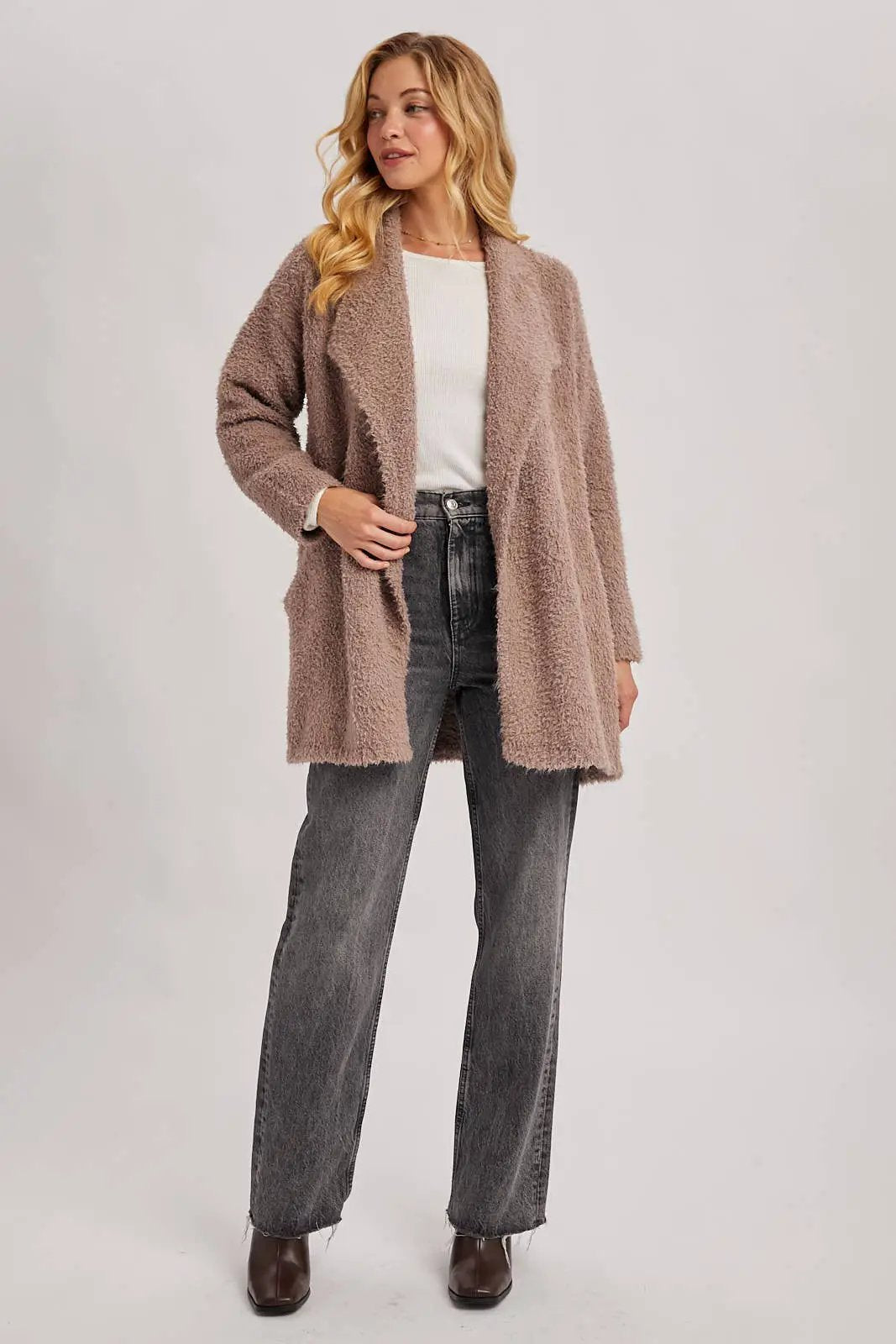 Bluivy Bluivy - Cloud Nine Fuzzy Drape-Front Cardigan - Cardigans