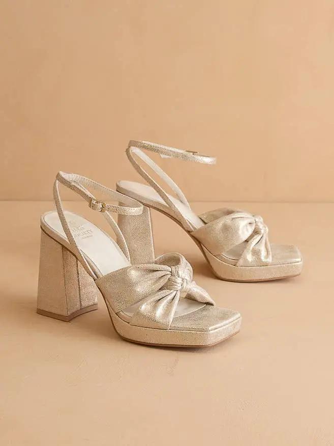 Oasis Society The Zoey Light Gold Knotted Band Platform Heel - Heels