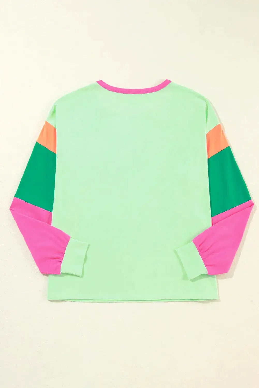 Grateful Threads Boutique Green Colorblock Patchwork Long Sleeve Loose Top - Shirts Green Colorblock Patchwork Long Sleeve Loose Top
