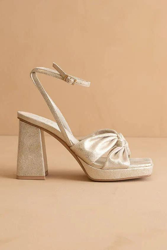 Oasis Society The Zoey Light Gold Knotted Band Platform Heel - Heels