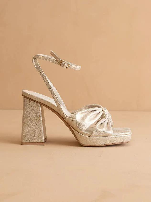 Oasis Society The Zoey Light Gold Knotted Band Platform Heel - Heels