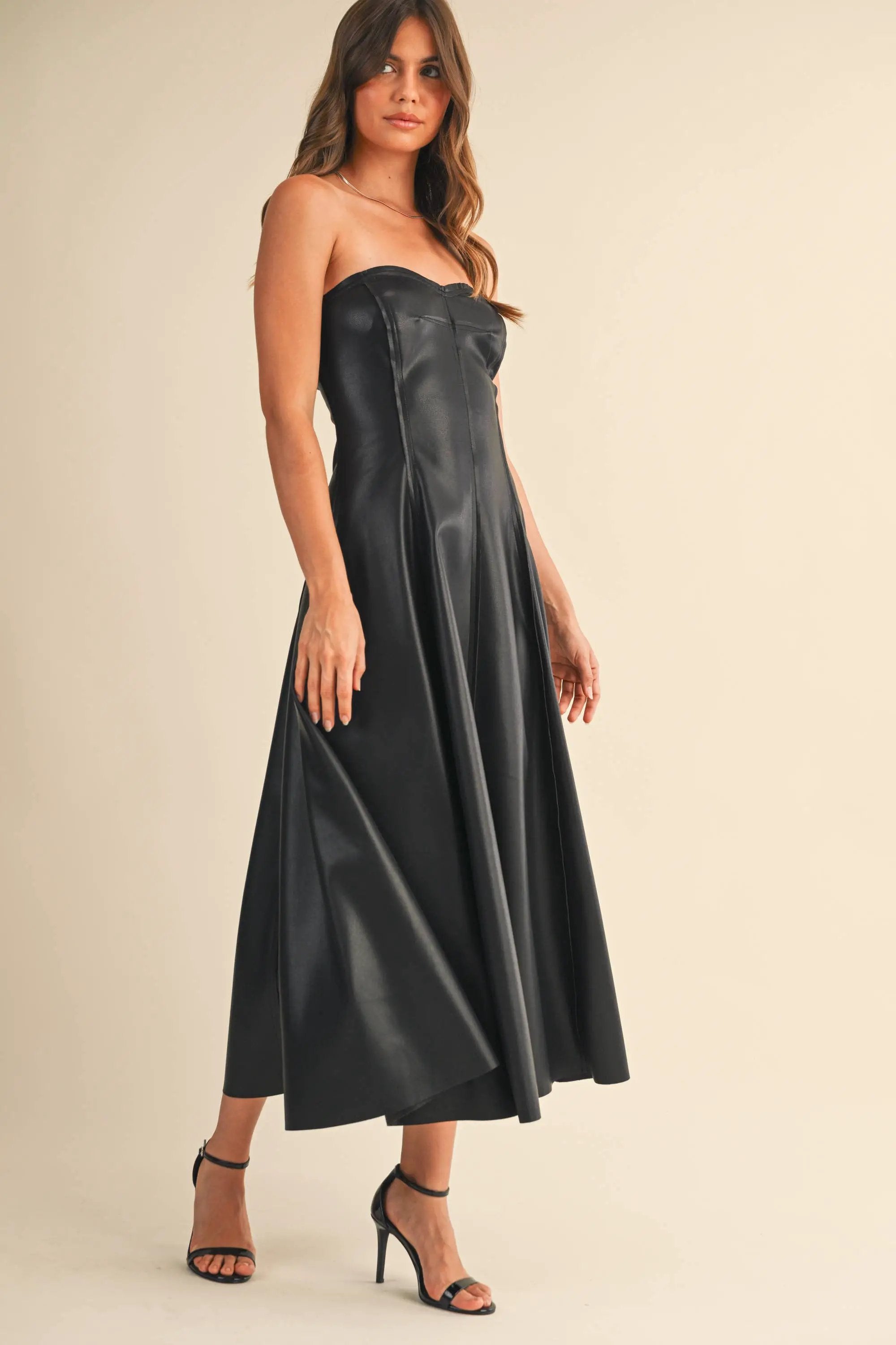 Klesis The After Dark Faux Leather Midi Dress - Dresses
