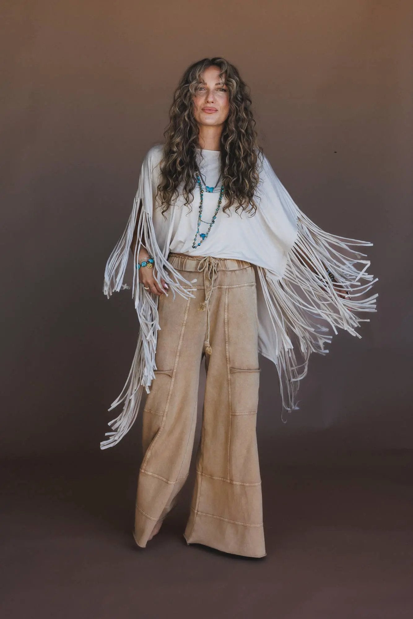 Three Bird Nest Three Bird Nest - Western Showstopper Fringe Top: Cream - Blouses tops-blouses
