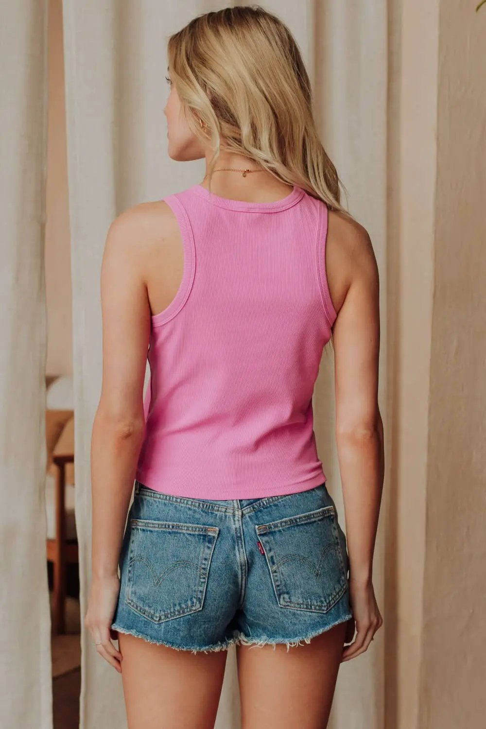 Panache Apparel Co. The Cool It Cowboy Tank Top: Hot Pink - Tank Tops