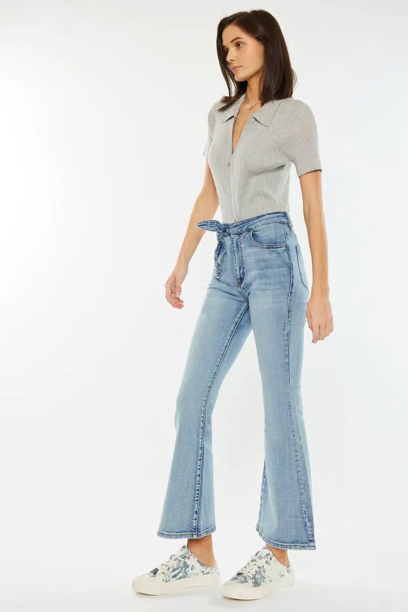Nature Denim The Retro High Rise Flare Jeans: Light Wash - Jeans