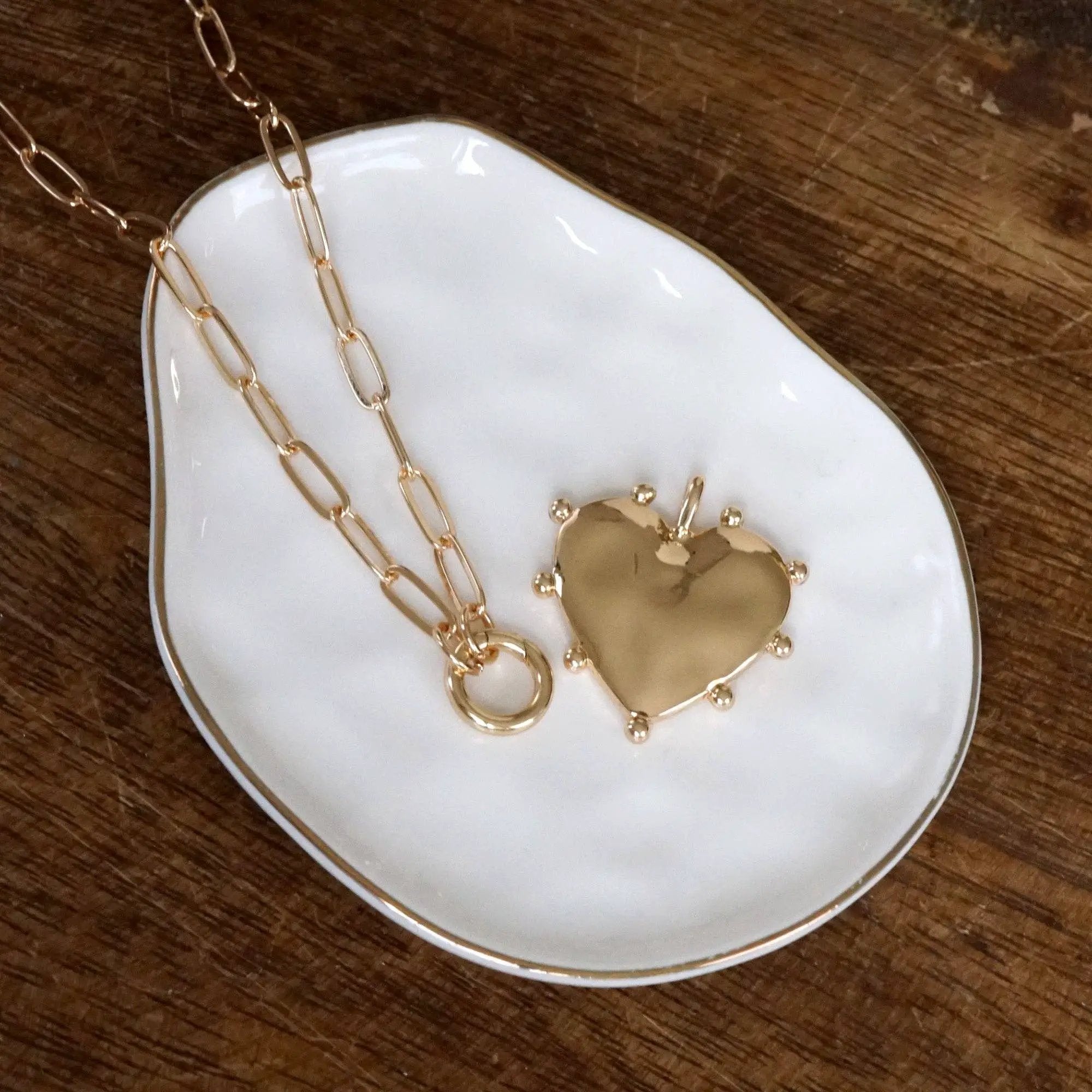 PennyLine inc The Rugged Heart Gold Paperclip Necklace - Jewelry modern spiky heart paperclip necklace