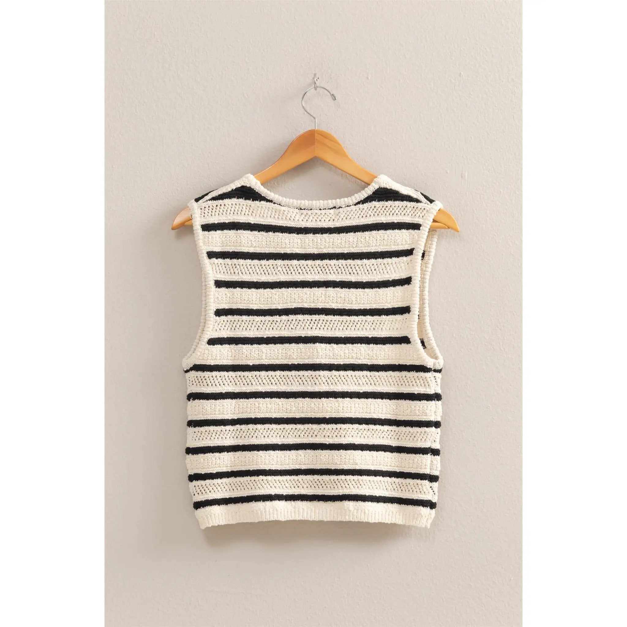 HYFVE HYFVE Striped Buttoned Sleeveless Vest - Tank Tops Sleeveless vest