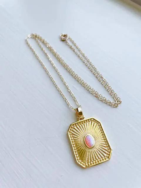 Laalee Jewelry Pink Opal Necklace, Valentines Day Necklace, Gold Necklace - Necklaces