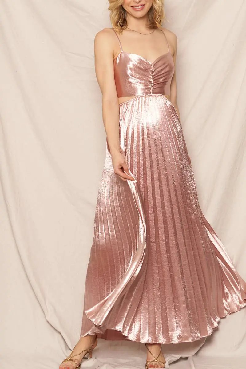 En Crème En Crème Blush Sleeveless Sweetheart Neckline Pleated Maxi Dress - Dresses sleeveless sweetheart neckline pleated maxi dress