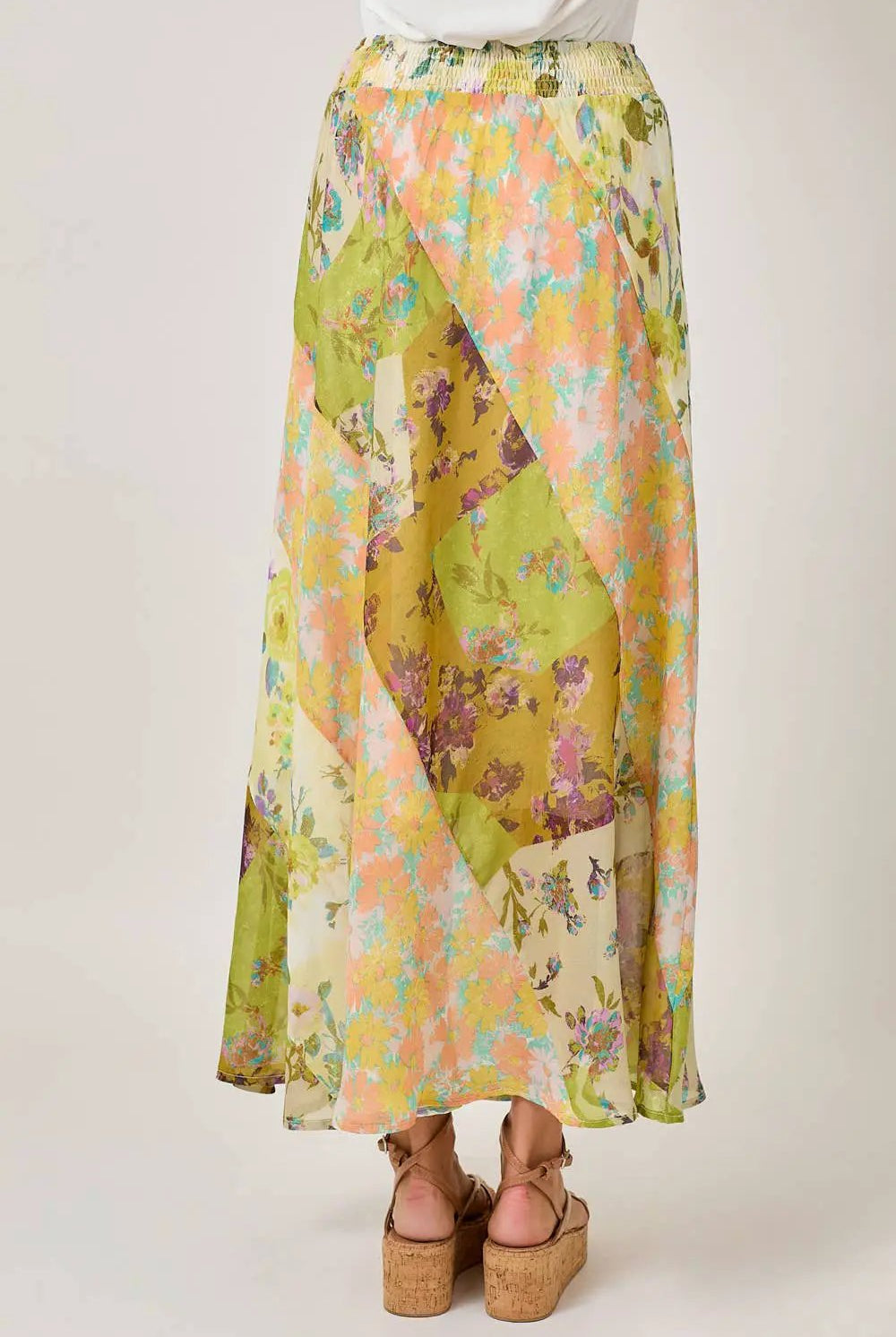 Mystree The Floral Mixed Print Skirt: Citron Mix - Skirts