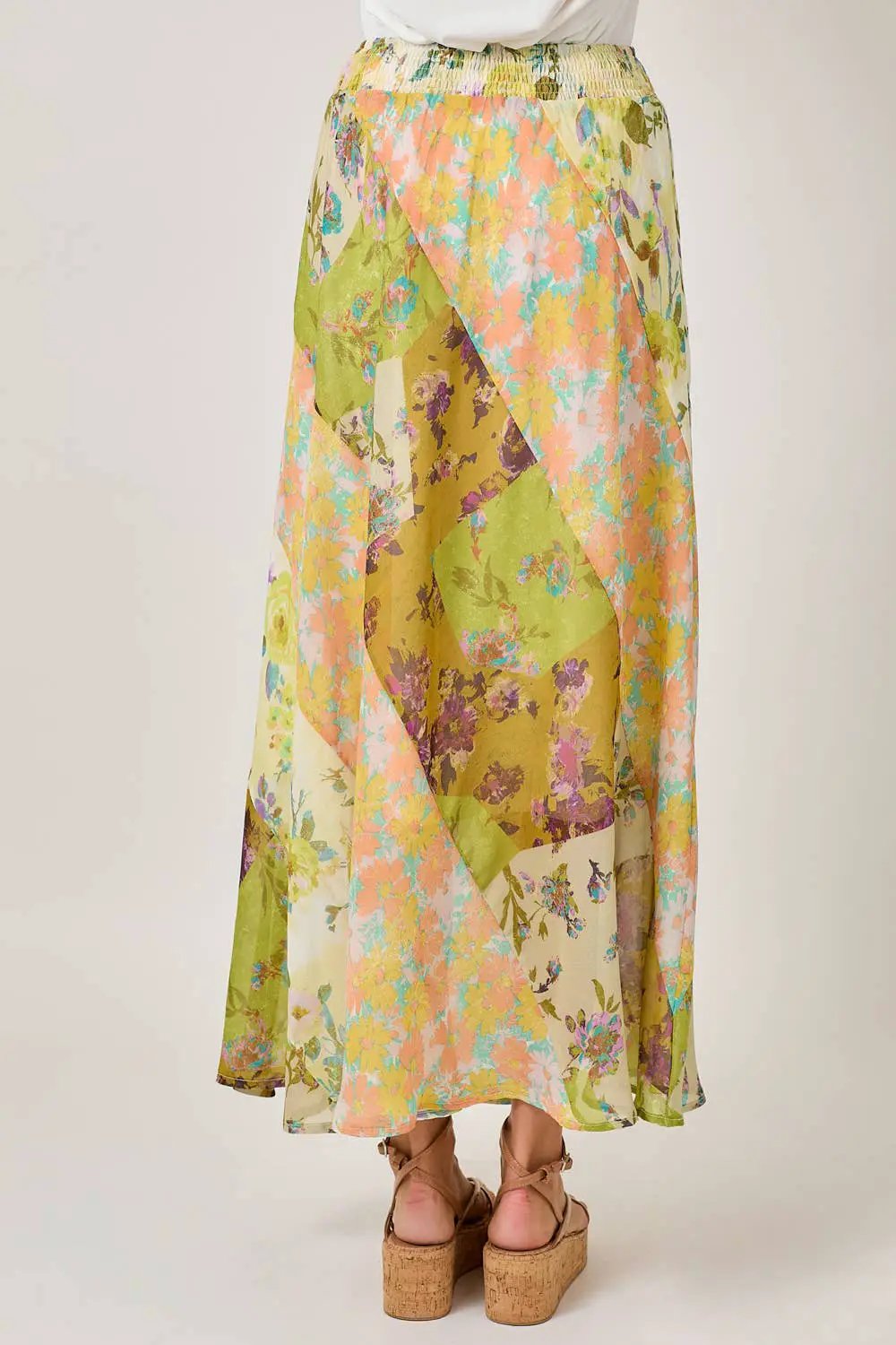 Mystree The Floral Mixed Print Skirt: Citron Mix - Skirts
