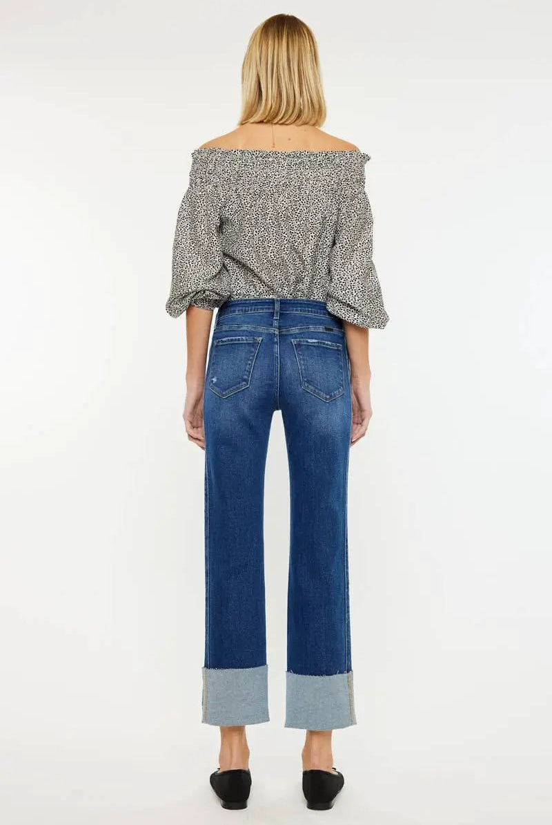Kan Can USA KanCan Mid Rise Crop Straight Jeans - Jeans