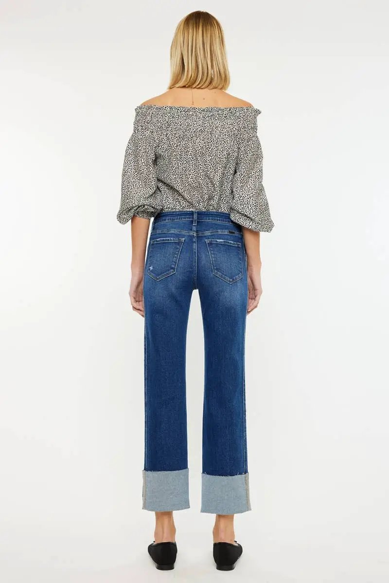 Kan Can USA KanCan Mid Rise Crop Straight Jeans - Jeans
