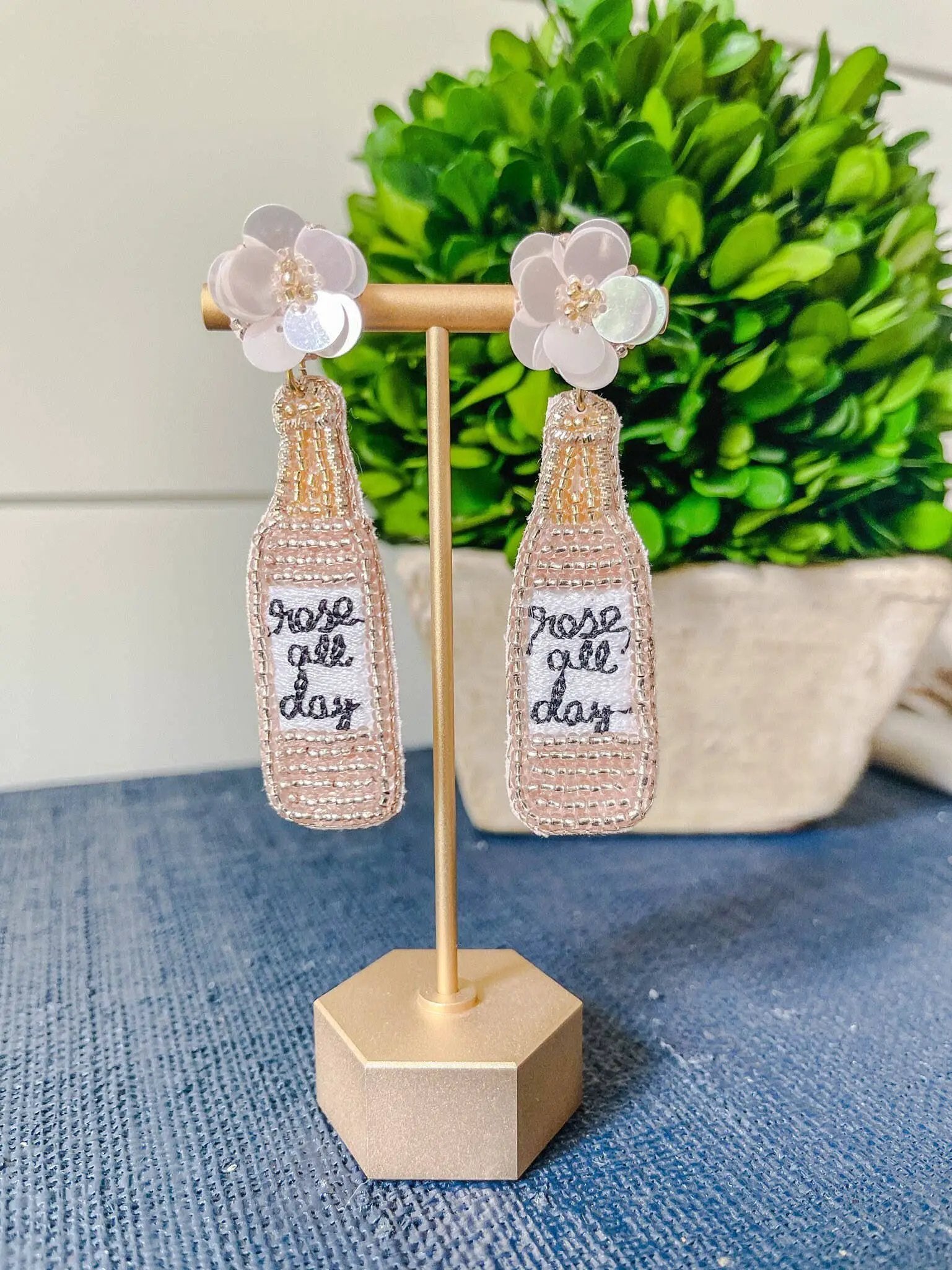 Brookhaven Baubles Blush Rose All Day Beaded Sequin Statement Earrings - Earrings rose all day earrings