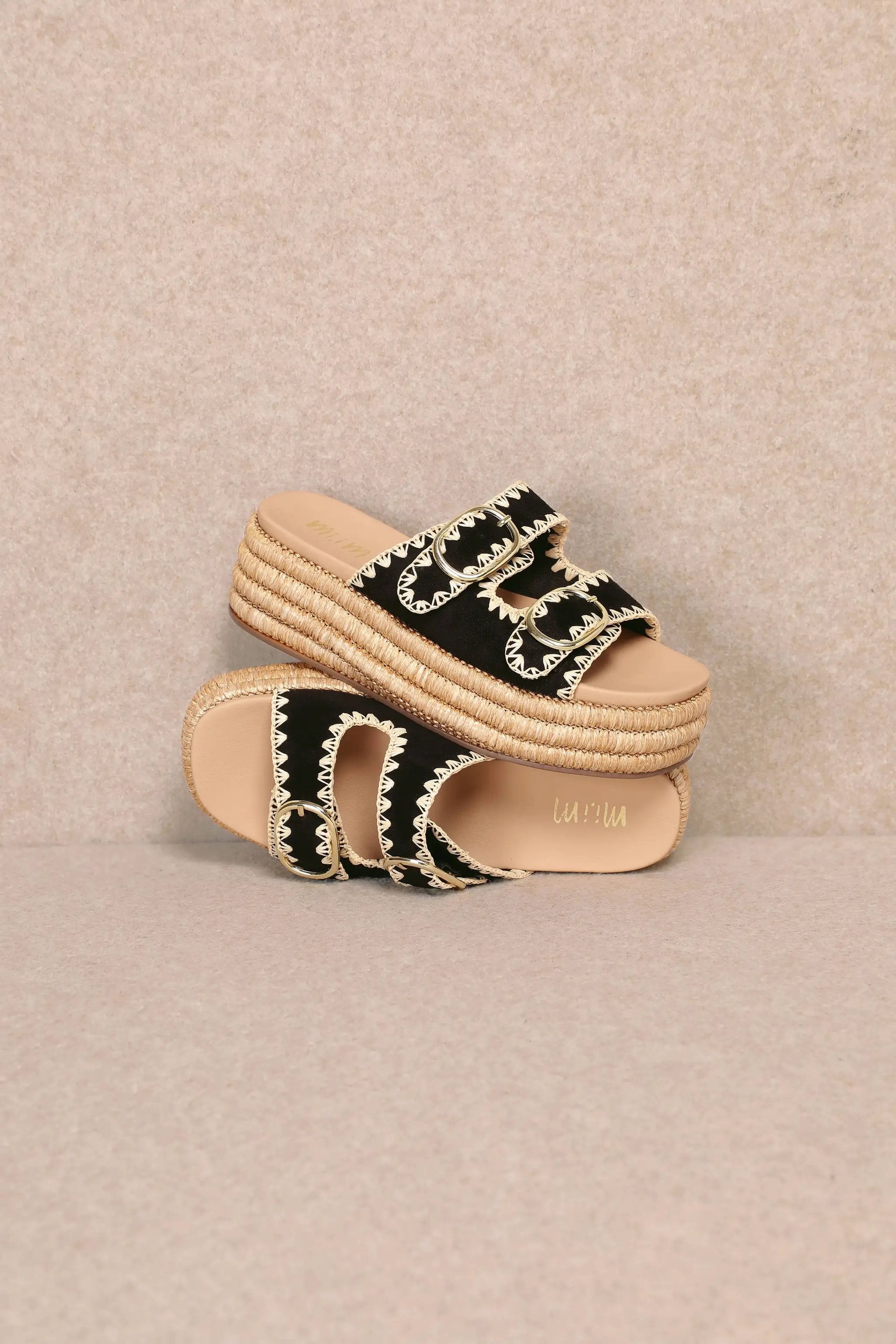 MiiM The HEIDI Platform Sandals: Black - Sandals