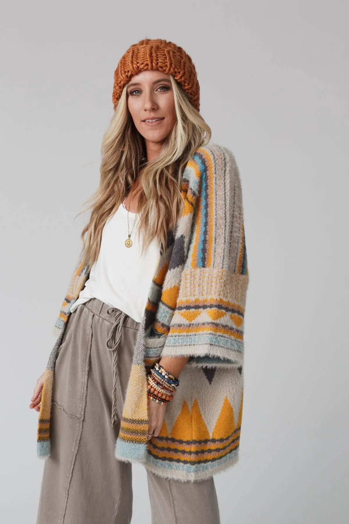 Three Bird Nest Three Bird Nest - Keep It Up Mustard Oversized Cardigan - Cardigans