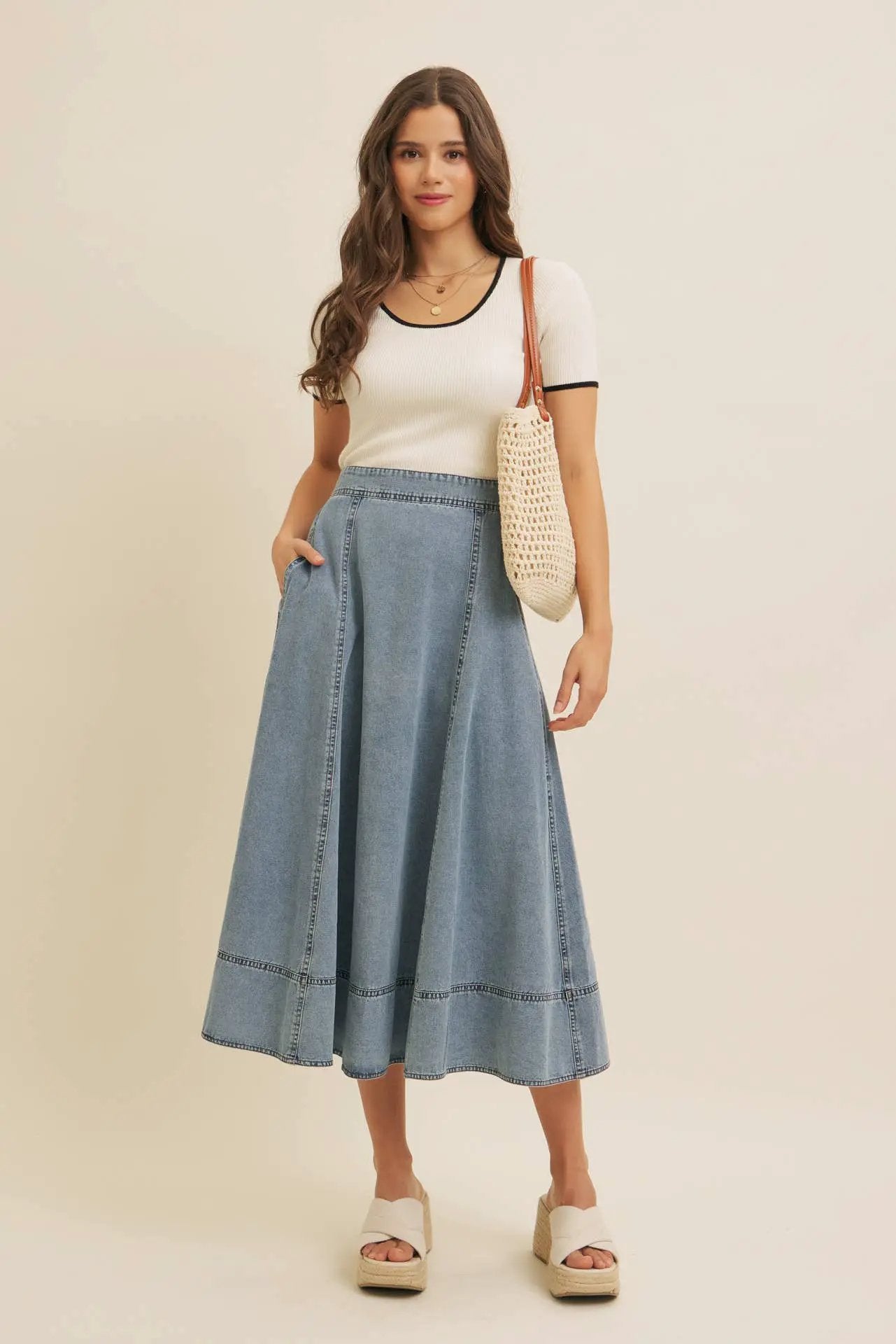 in february The Classic Charm Contrast Rib Sweater Top: Cream - Clothing Tops
