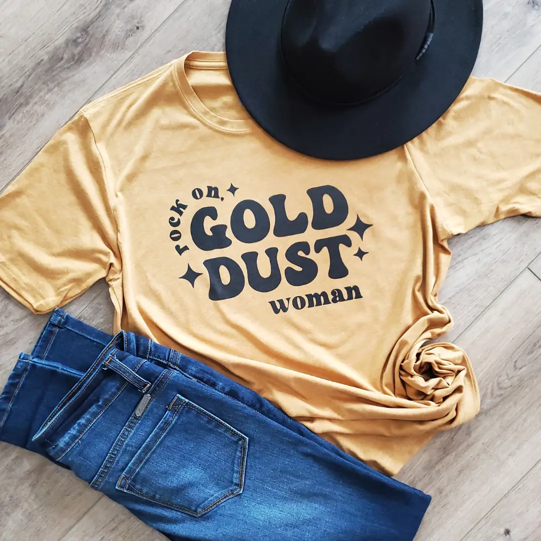 Funk Town Tees Funk Town Tees - Rock On Gold Dust Woman Graphic Tee - T-Shirts