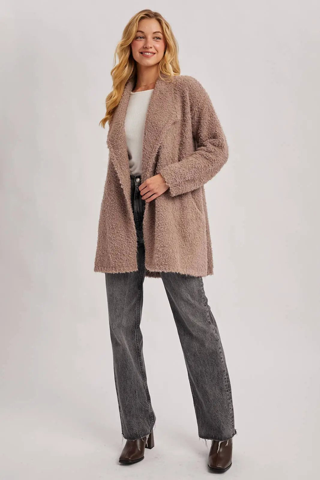 Bluivy Bluivy - Cloud Nine Fuzzy Drape-Front Cardigan - Cardigans