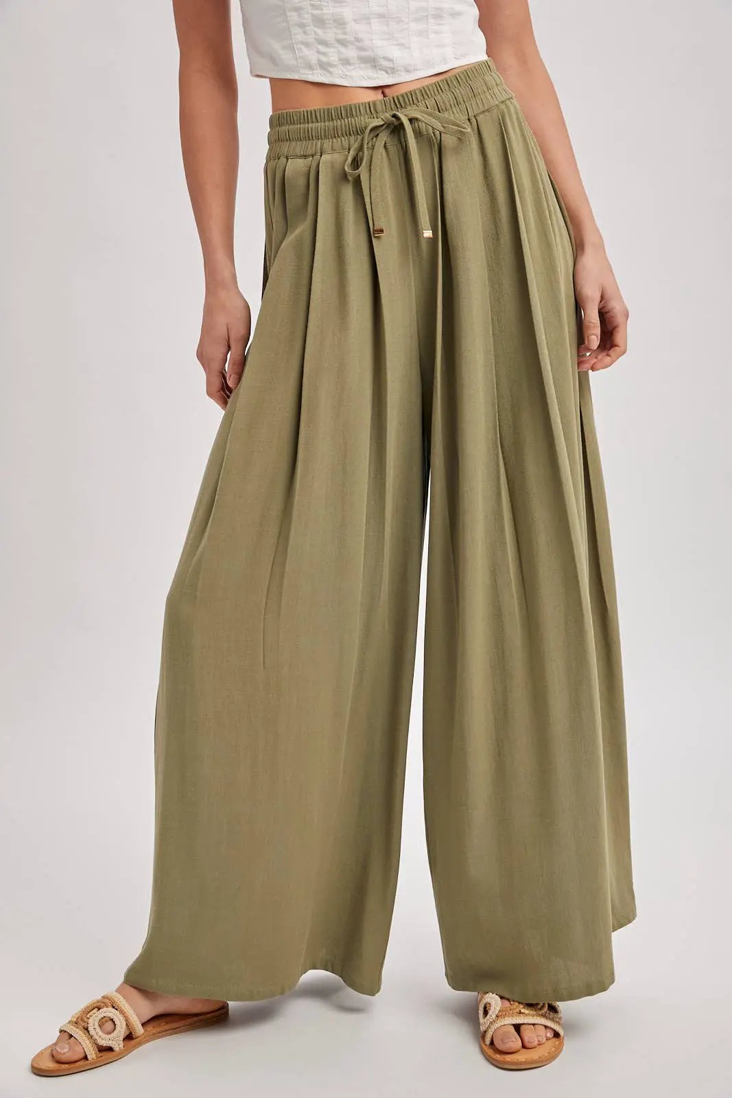Bluivy The Light Olive Palazzo Pants - Pants