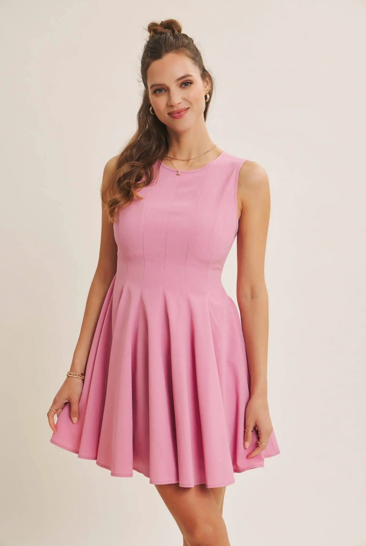 in february The Celebration Ready Fit And Flare Mini Dress: Orchid Pink - Dresses