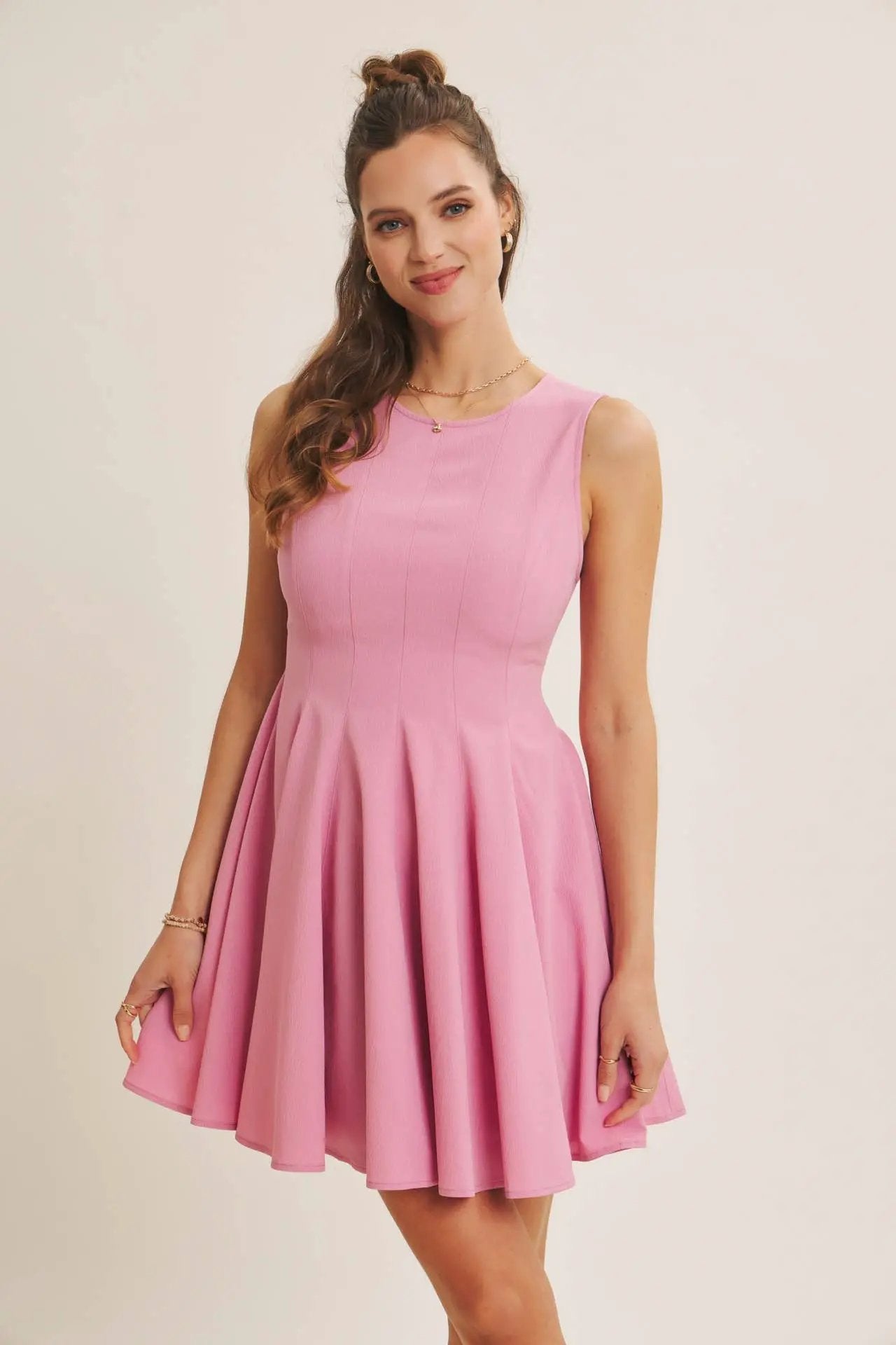 in february The Celebration Ready Fit And Flare Mini Dress: Orchid Pink - Dresses