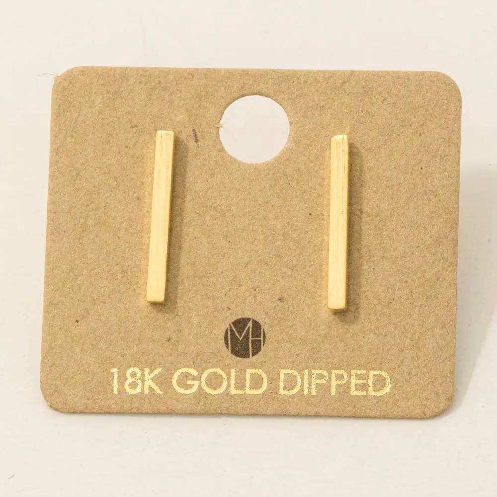 Fame Accessories 18K Gold Dipped Dainty Bar Stud Earrings: Large - Earrings