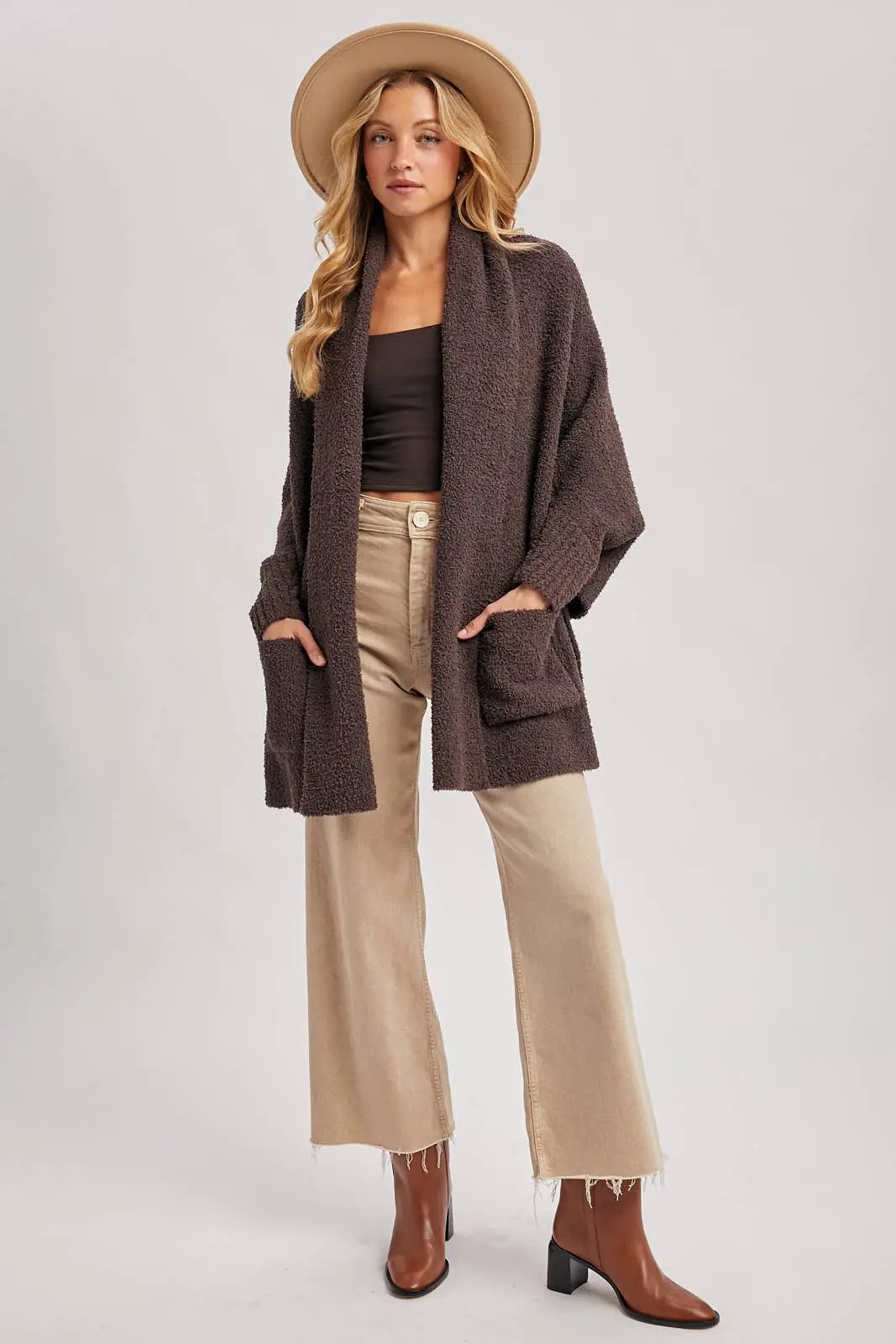 Bluivy Bluivy - Midnight Mocha Luxe Wrap Bouclé Cardigan - Cardigans