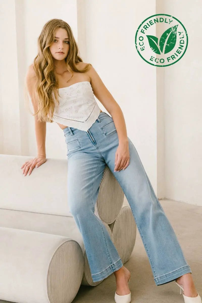 ARTEMIS VINTAGE Artemis Vintage Eco Fabric High Rise Front Pocket Holly Flare Jeans - Jeans
