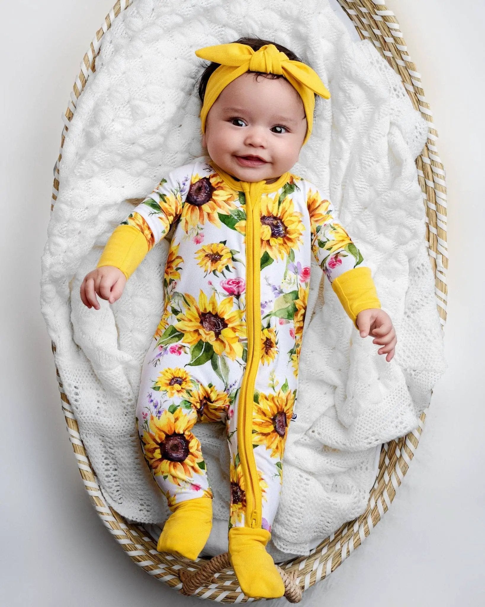 Jammie Session formerly Big Dreams Little Jammies Suns and Roses (Sunflowers) Bamboo Romper - Baby One-Pieces