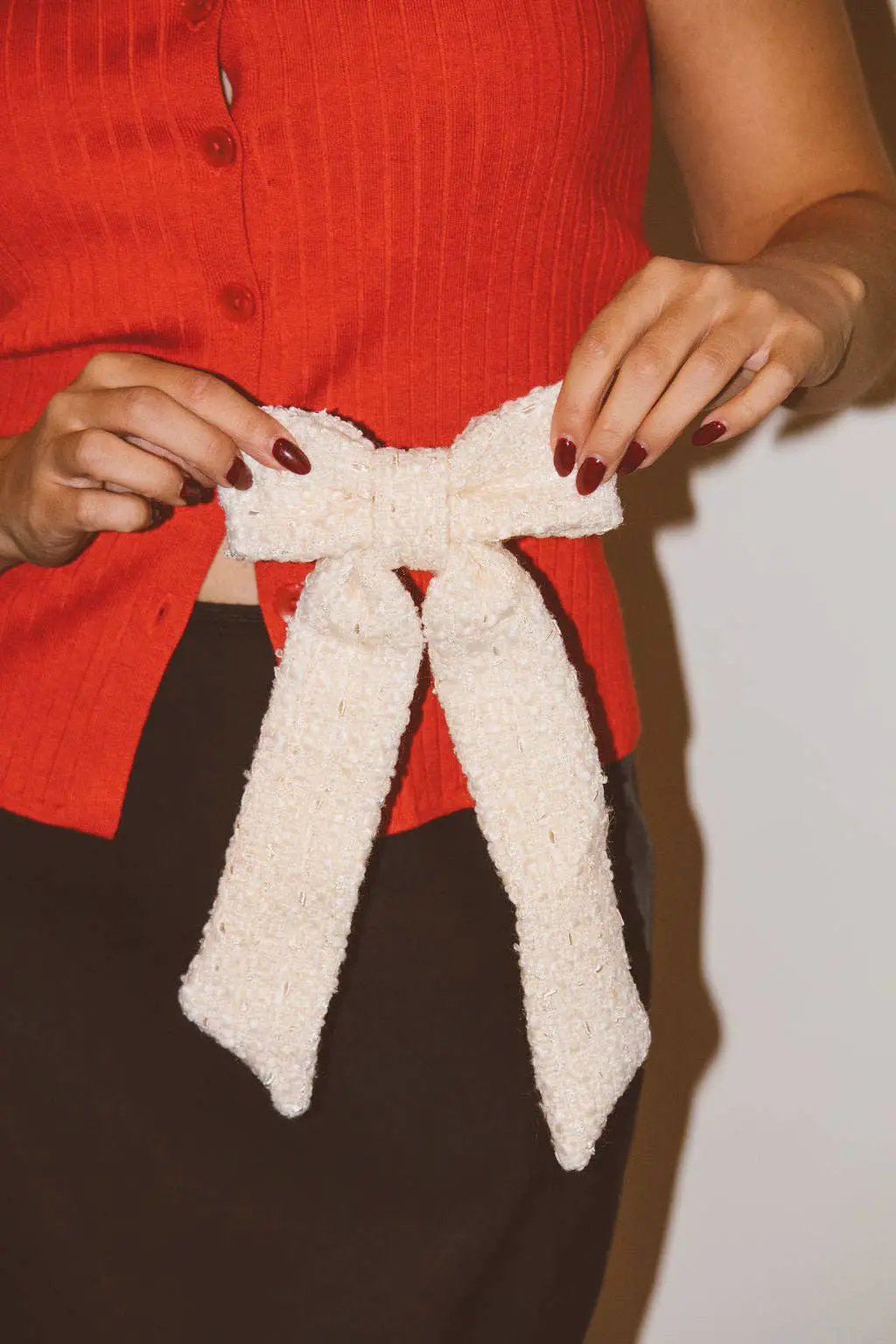 Shop ANDi Cream Tweed Bow - Hair Pins, Claws & Clips
