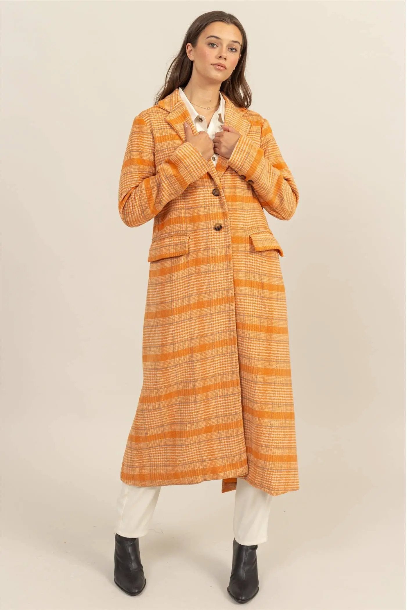 HYFVE HYFVE - Toasted Pumpkin Plaid Coat - Overcoats