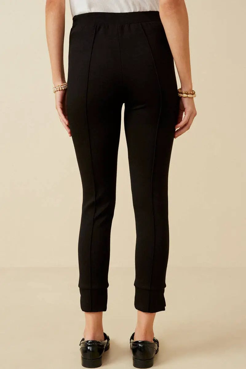 Hayden LA Hayden LA - Womens Elastic Waist Slitted Knit Pants: Black - Pants