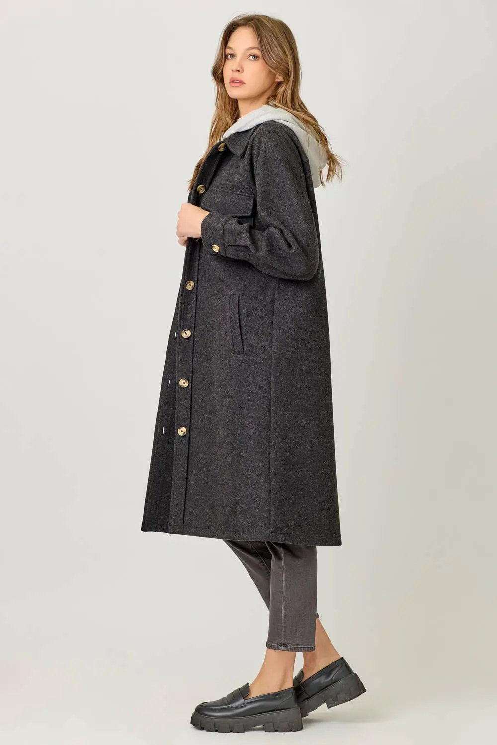 Mystree Mystree - Signature Layers Twofer Hoodie Coat - Coats & Jackets