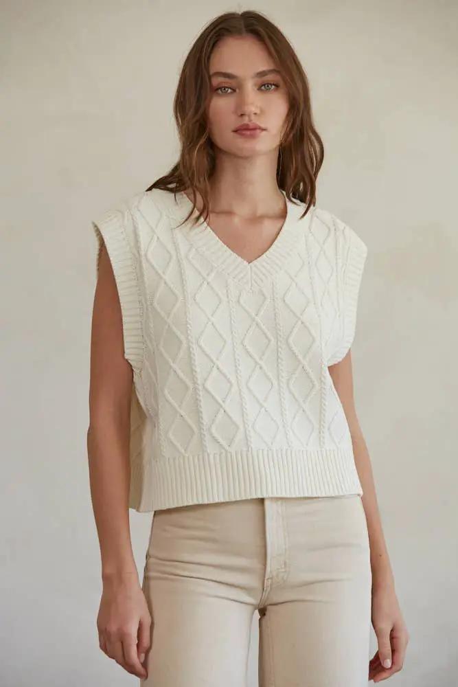 By Together Knit Sweater Cable Vest Top - Sweaters
