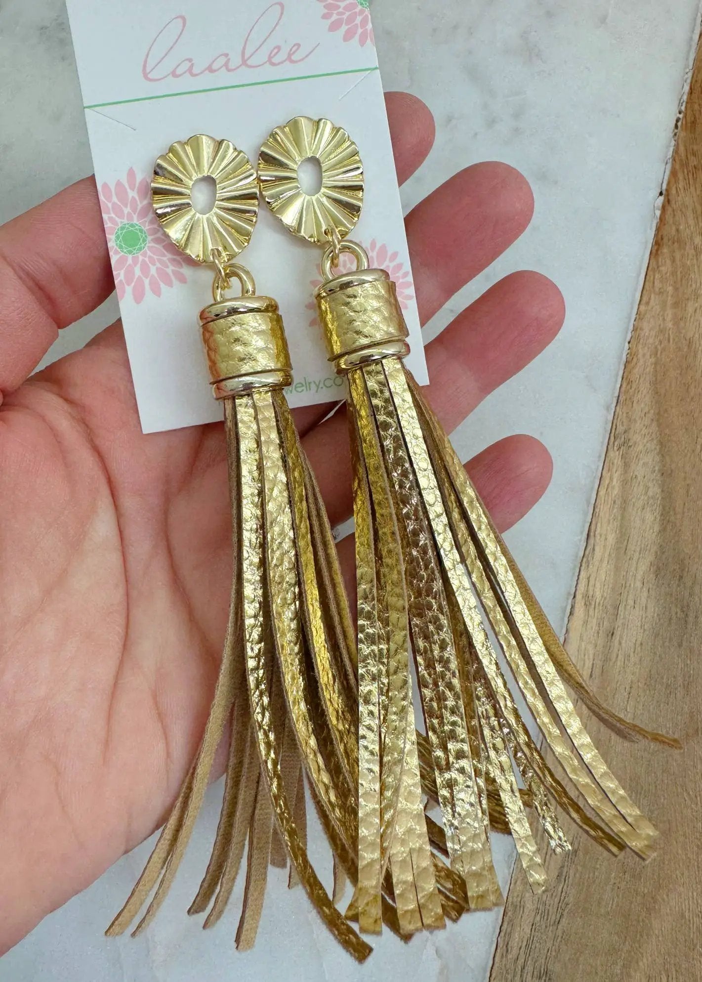 Laalee Jewelry Gold Tassel Statement Earrings - Earrings