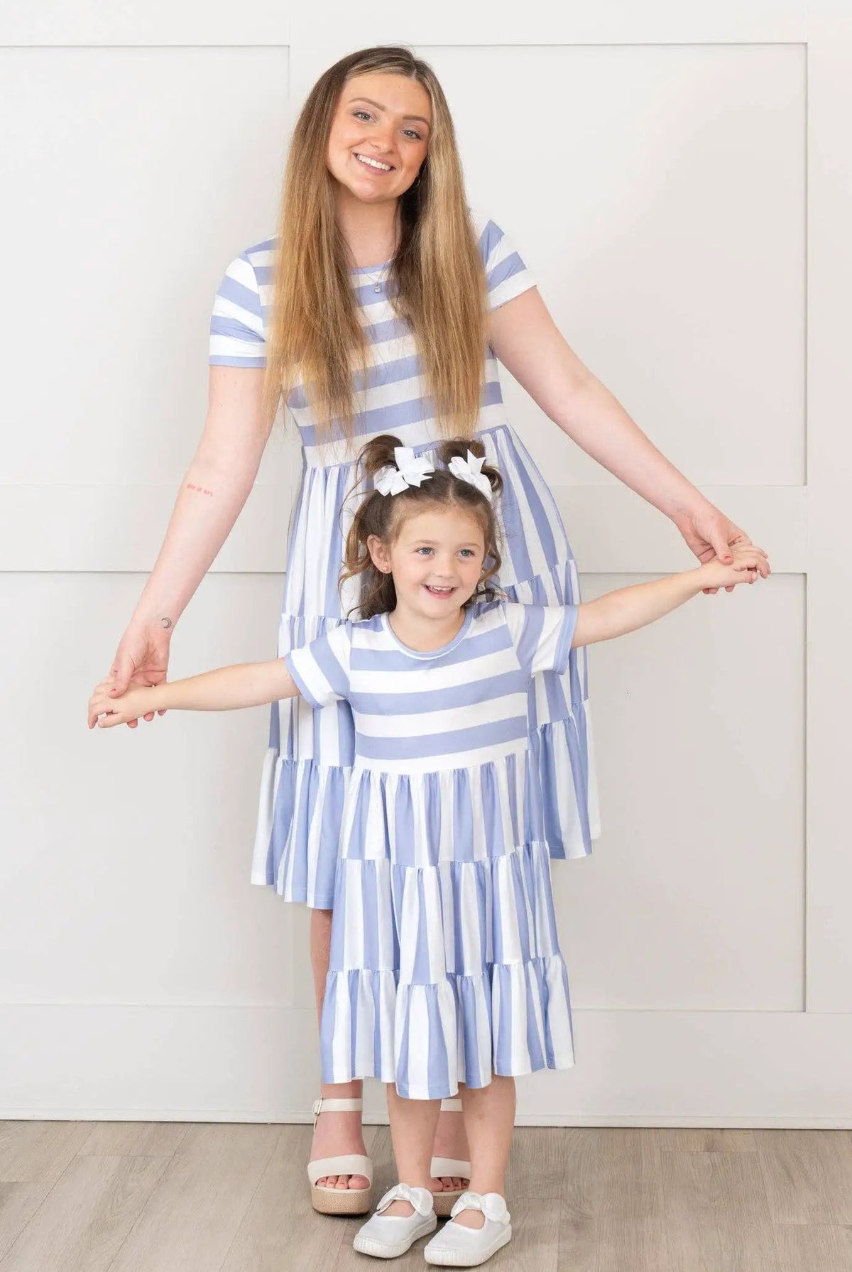 Marie Nicole Clothing Marie Nicole Clothing - Periwinkle Striped Swing Dress - MINI - Dresses